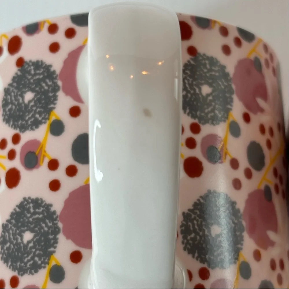 Set Of 2 Coco & Lola Large Coffee Mugs Pink Floral And  Polka Dot Ceramic Set